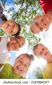 Happy faces of children bottom view - Shutterstock ID 2187884297