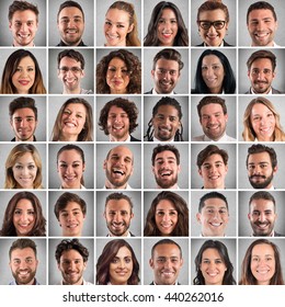 Happy faces collage - Shutterstock ID 440262016
