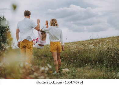 Happy familiy during their day off stock photo