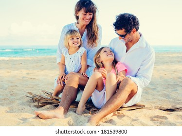 Happy Family at the Beach, Quality Family Time, Lifestyle Concept
