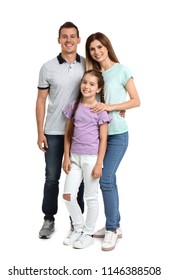 Happy Family With Child On White Background