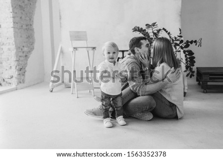 Similar – happy family playing at home on the bed