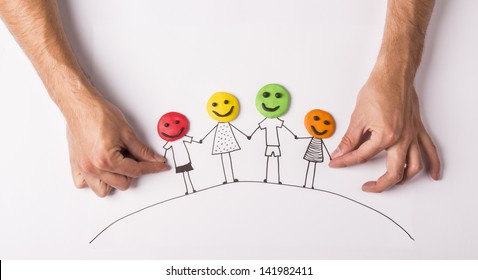 Happy Family Concept With Heads From Play Dough