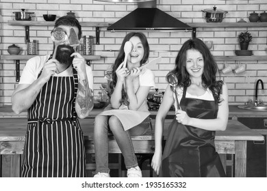 Happy Family Cooking Holiday Meals Together, Healthy Food Concept.