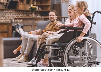 Happy Family Disabled Little Daughter Wheelchair Stock Photo 786517513 ...