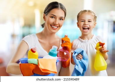 Happy Family Do The Cleaning