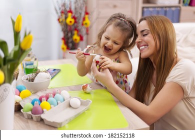 Happy Family In Easter Time  