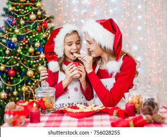 Happy Family Eating Christmas Cookies