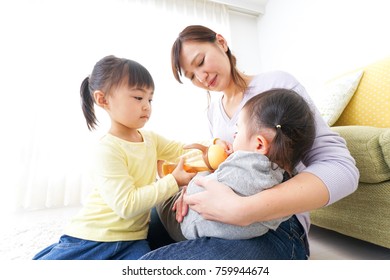 Happy family having a baby