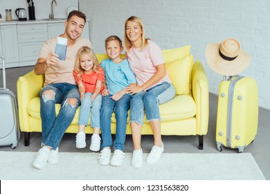 Happy Family Holding Passport Packing Baggage Stock Photo 1231563820 ...