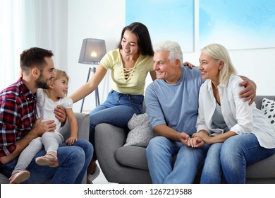 Happy family at home. Reunion of generations