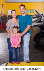 Happy Family Inside Car Service Center