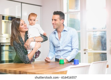 happy family in the kitchen