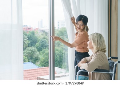 happy family with mix skin.  granddaughter take care of her grandmother at home. Combination concept, mix skin family, love, care  grandma,  mother and daughter, stepmother, stepdaughter in adoption. - Powered by Shutterstock