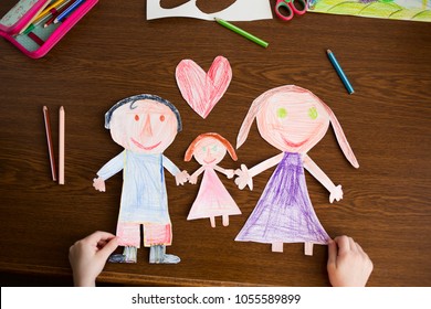 Happy Family: Mother, Father, Child. Love. Kid Craft. Family Day