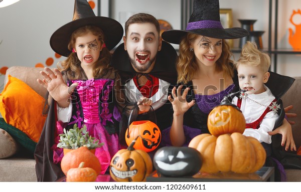 Happy Family Mother Father Children Costumes Stock Photo 1202609611 ...