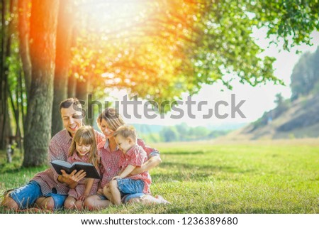 Happy family in nature