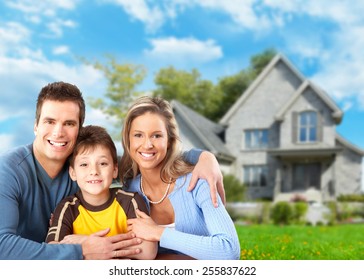 Happy Family Near New Home Residential Stock Photo (Edit Now) 251180965