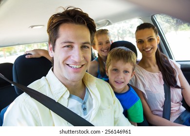 Happy Family On A Road Trip On A Sunny Day