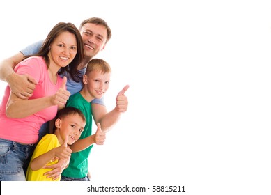 Happy Family  On A White Background