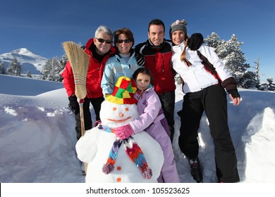 happy family on a winter vacation