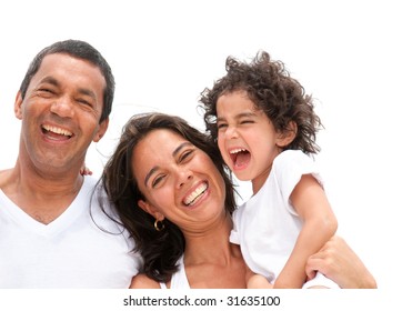 Happy Family Portrait Outdoors During A Holiday