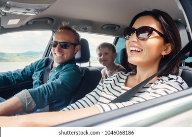 Happy Family Ride In The Car