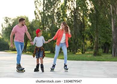 Happy Family Roller Skating On City Stock Photo 1504879547 | Shutterstock