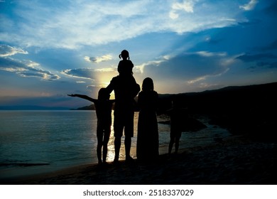 happy family silhouette at greek sea background - Powered by Shutterstock