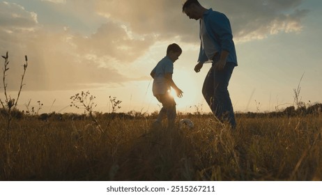 happy family silhouette, mother father child playing ball sunset, family dream, active recreation, concept dreams, happy group children having fun sunset, child training park, child kid girl daughter - Powered by Shutterstock