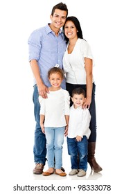 Happy Family Smiling - Isolated Over A White Background