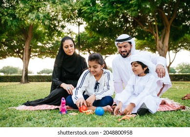 Happy family spending time together outdoor in Dubai