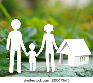 Happy Family Stick Figure House With Nature Background