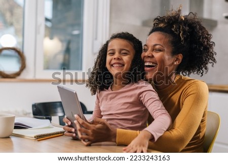Happy family time with mom and daughter