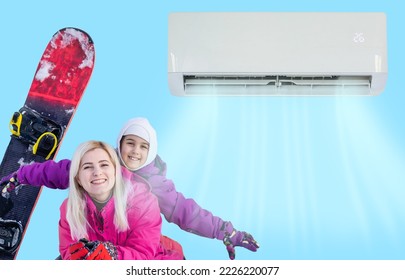 Happy Family Under Air Conditioning