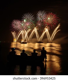 Happy Family Watching Fireworks 