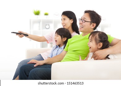 happy Family watching tv