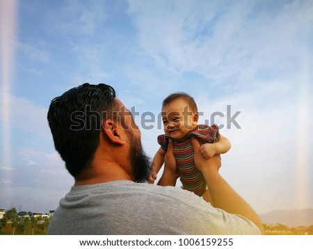 Similar – Image, Stock Photo Father and daughter laughing together