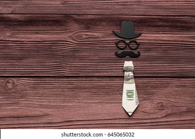 Happy Father S Day Black Hat Sign Gl Mustache With Dollar Money Tie