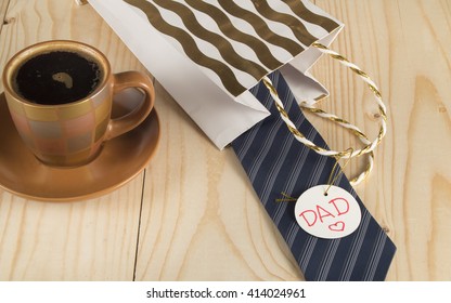 Happy Father's Day, Coffee Cup, Gift, Tie, Label Dad