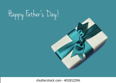 Happy Fathers Day: Gift On Blue Background