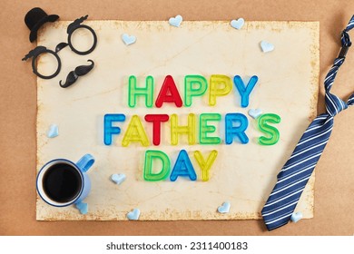 Happy Fathers Day greeting card. Happy Father's Day inscription. - Shutterstock ID 2311400183