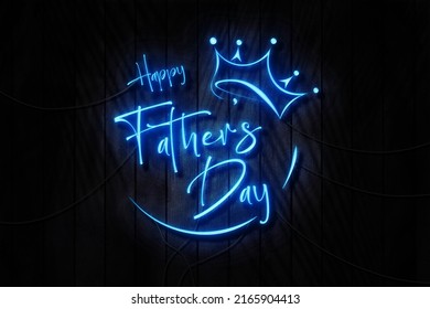 Happy Fathers Day Neon Sign on a Dark Wooden Wall - Shutterstock ID 2165904413