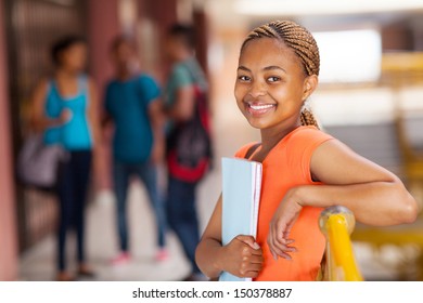 Happy Female African American College Student Close Up