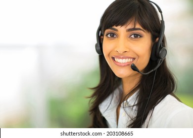 Happy Female Indian Call Center Operator