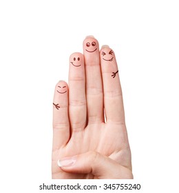 Happy fingers family isolated on white background