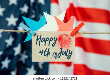 Happy fourth of july against usa flag. Happy independence day card 