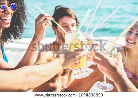 Similar – Image, Stock Photo Sailing boat on lake Attersee in rain