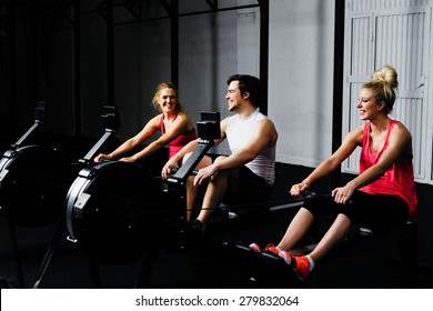 Happy Friends Training On Rowing Machine