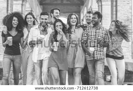 Similar – Image, Stock Photo Young people talking and drinking in summer party